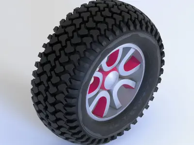 Offroad Tire Wheel Design Rim3 Low-poly 3D model