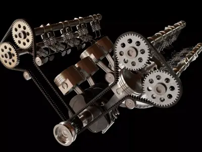 Motor eight-cylinder engine piston Free 3D model