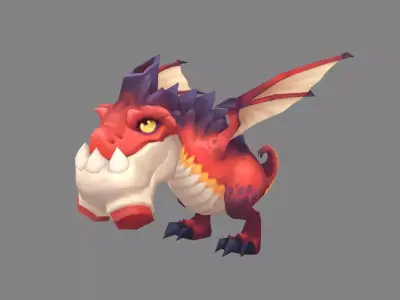 Cartoon Fire Dragon - Baby Wyvern Low-poly 3D model