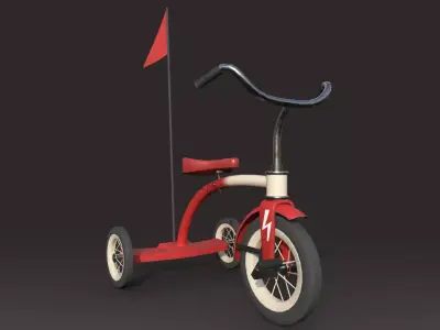 Red Tricycle Low-poly 3D model