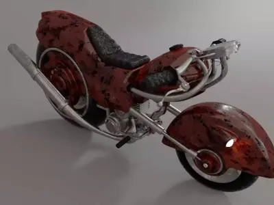 Rusty Custom Motorcycle 3D Model Low Poly Retro Bike 3D model