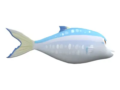 Gold stripe Sardinella Fish Cartoon Animated Low-poly 3D model