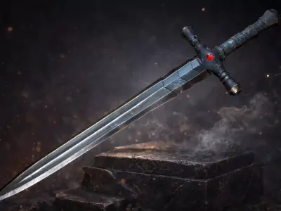 sword with PBR textures Low-poly 3D model