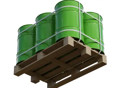 Barrels On Wooden Pallet 3D model