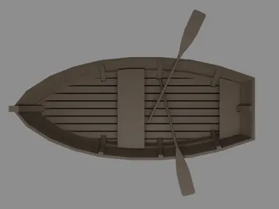 Wooden boat Low-poly 3D model