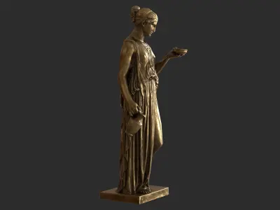 Hebe Statue - Gold Low-poly 3D model