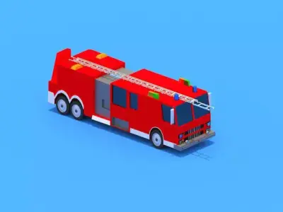  low poly Civil Protection Truck Free low-poly 3D model