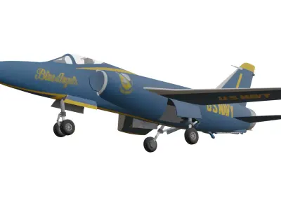 Grumman F11F Tiger Low-poly 3D model