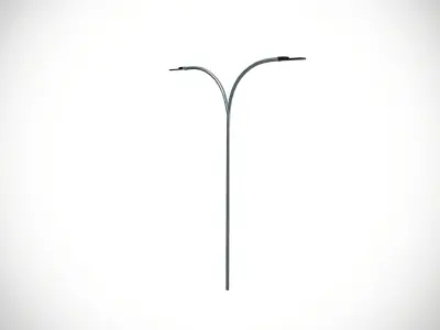 Dual arm light pole Low-poly 3D model