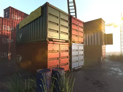 Ship container  yard  Low-poly 3D model