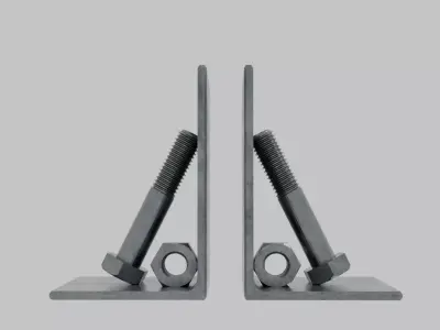 Industrial Nut And Bolt Iron Book Ends Low-poly 3D model