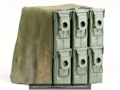 Set of 4 millitary ammo boxes yk1 3D Model Pack