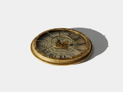 Ancient Golden Wall Clock 3D model