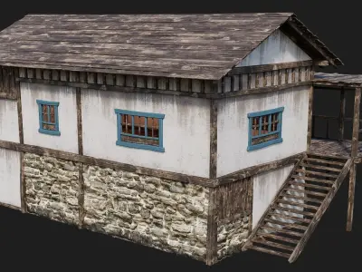 Old House Building 4K Textures GameReady 168 Low-poly 3D model