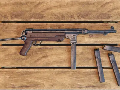 World War II - MP40 Submachine Gun - PBR and Game Ready Low-poly 3D model