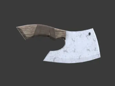 Cleaver knife with wooden handle 3D model