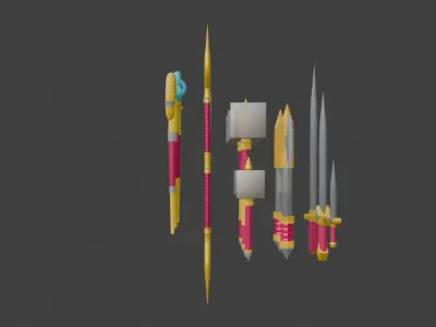 Low Poly Medieval Weapons Collection Low-poly 3D model