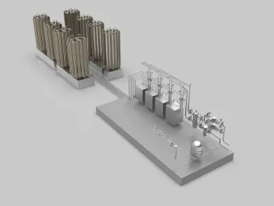 Industrial boiler room 3D model Textured