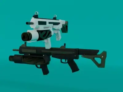 Two guns black and white Low-poly 3D model