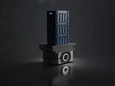 Omron Autonomous Mobile Robots LD-250 AMRs with plastic crate Low-poly 3D model