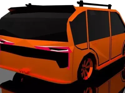 SUV mini 1x gold concept Low-poly 3D model