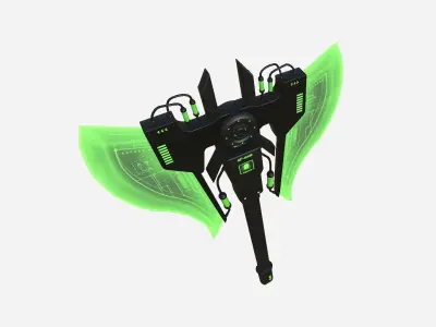 SciFi War Axe B03 Black Green - Sci Fi Weapon Design Low-poly 3D model