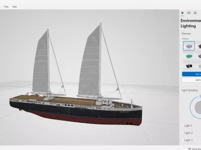 Sail-powered Ro-Ro cargo ship Neoliner Origin Low-poly 3D model