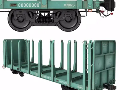 Flatcar 13-198 for timber 3D model
