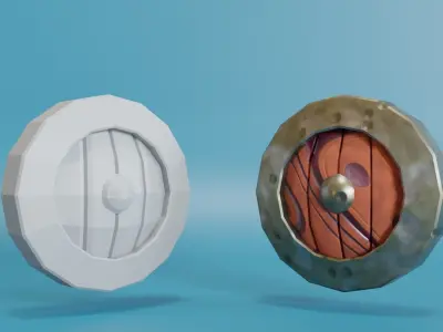 Procedural Stylized Low Poly 3 Shield Models Low-poly 3D model