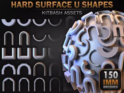 150 Hard Surface IMM U Shapes Low-poly 3D model