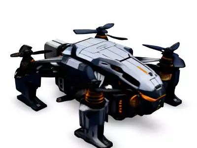 SciFi Drone Quadcopter Game Asset Low-poly 3D model