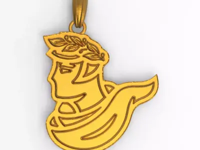 Ancient greek with laurel wreath Pendant 3D print model