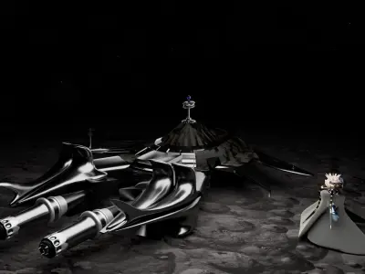 3D Spaceship with a character 3D model