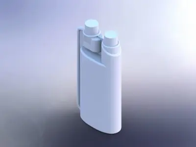 500ml bottle with 50 ml scale cup together Low-poly 3D model