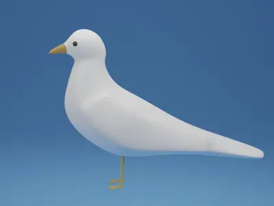 Cartoon Cute Bird Seagull Low-poly 3D model