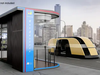 Tesla Robovan at Smart Bus Stop  purchase 3D model