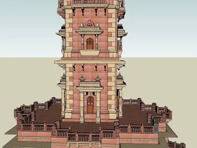 Indian Ghantaghar jodhpur tower  Low-poly 3D model