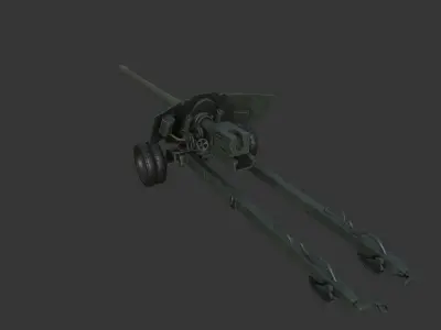 BS-3 100 mm field gun M1944 Low-poly 3D model