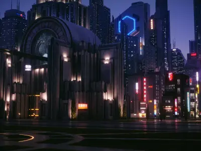 Cyberpunk City Station 3D model