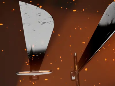 Medieval falchion sword Low-poly 3D model