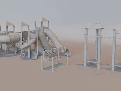 03 water park slides Low-poly 3D model