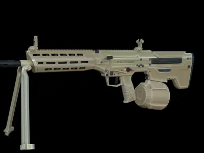 Modular Bullpup Rifle-Squad Automatic Weapon Variant Low-poly 3D model