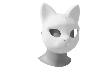 Minimalist Cat Mask with Color Character 3D model Low-poly Low-poly 3D model