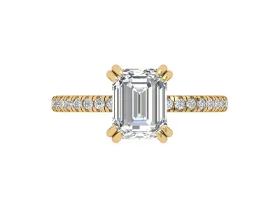Emerald Solitaire Ring 3D print model 48