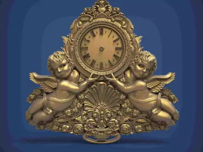 Carved clock for 3D printing and CNC 3D print model 22