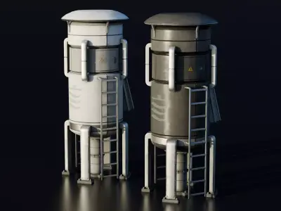 Industrial Tank - Industrial Machine - Type C Low-poly 3D model