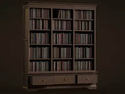 Antique Bookcase  - PBR Game Ready Low-poly 3D model