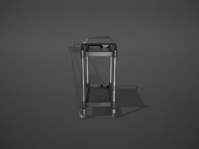 Black Service Cart Low-poly 3D model