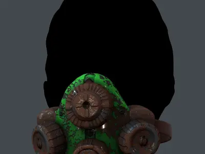 Gas mask helmet 3d model scifi Low-poly  Low-poly 3D model 11