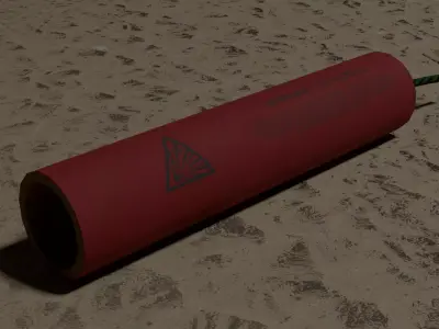 Firecracker tube with wire Low-poly 3D model